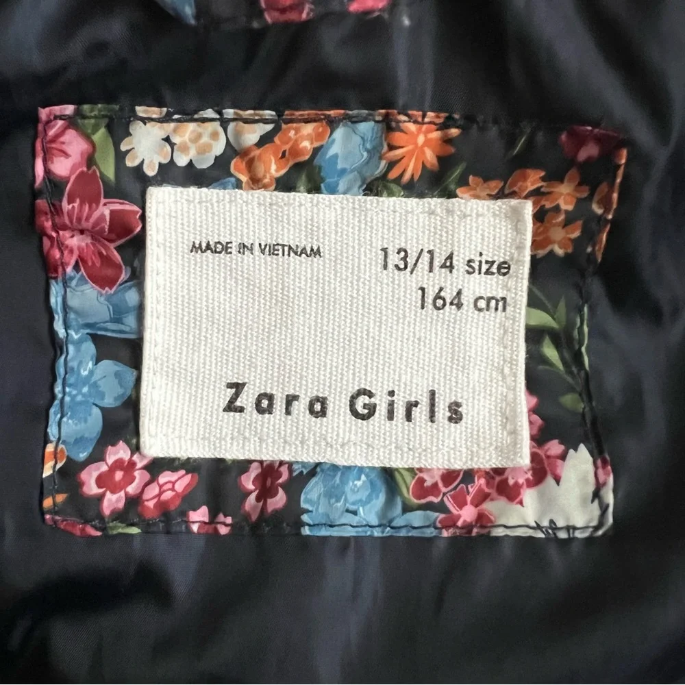Zara Girls Floral Puffer Vest Full Zip Quilted Padded Sleeveless Jacket 13/14
